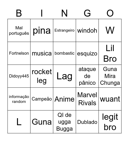 Lag Bingo Card