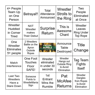 WWE ROYAL RUMBLE 2026 Bingo Card