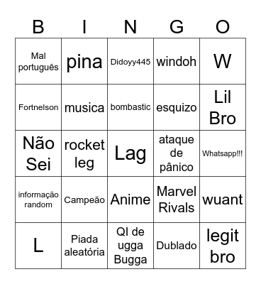 Lag Bingo Card