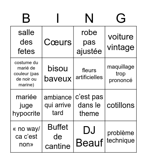 Amour festif Bingo Card
