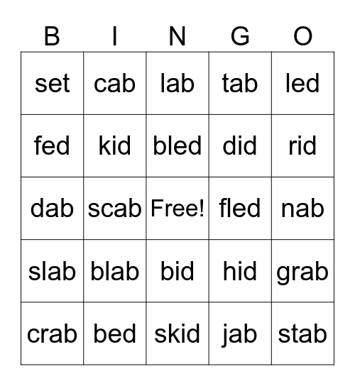ab Bingo Card