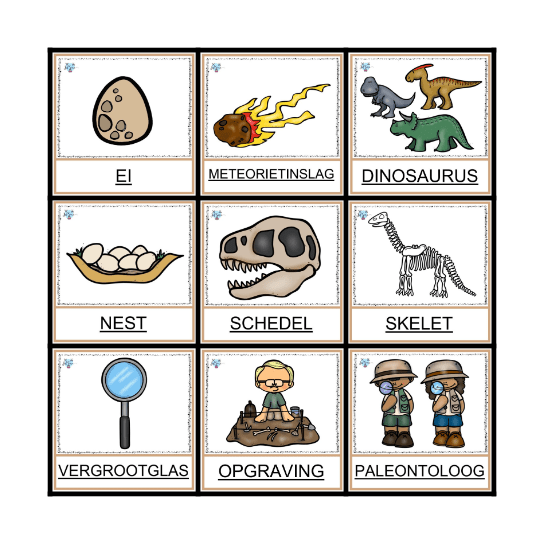Dinosaurus Bingo Card