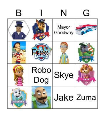 PAW PATROL BINGO Card