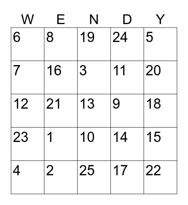 Wonky Donkey Bingo Card