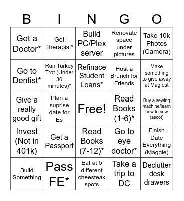 2026 New Years Resolution Bingo Card