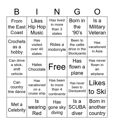 Get to Know Your Coworker! Bingo Card