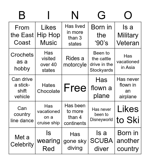 Get to Know Your Coworker! Bingo Card