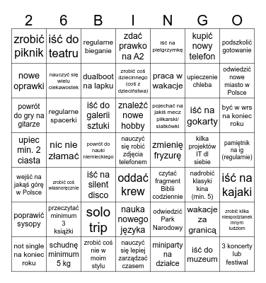 TEGO NIE BYŁO W MOIM BINGO type shiet Bingo Card