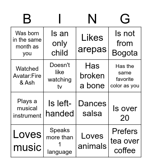 Find someone who Bingo Card