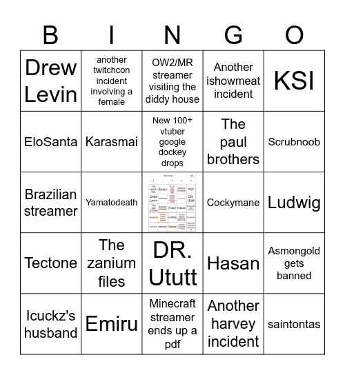 Diddy bingo Card