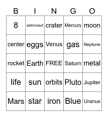 Space Bingo Card