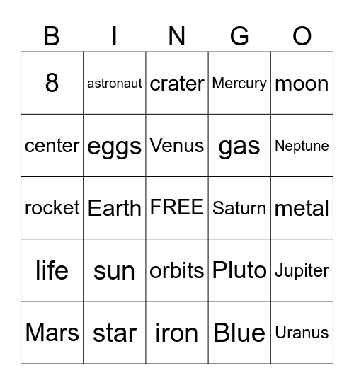 Space Bingo Card