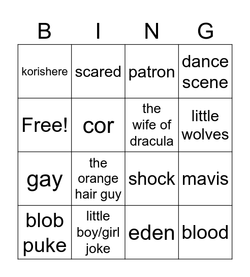 spilling the milk bingo Card