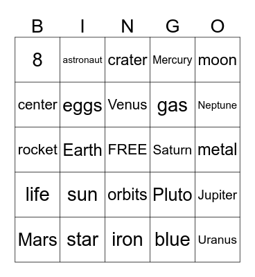 Space Bingo Card