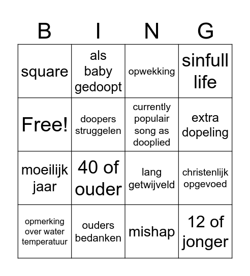 Doop bingo Card