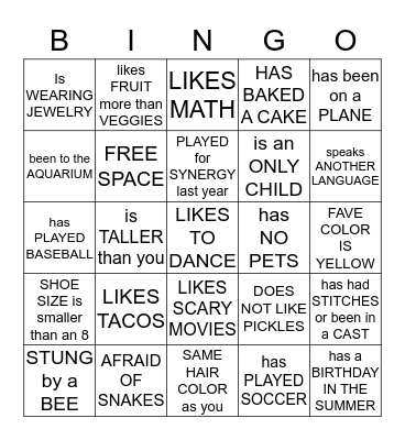 FIND SOMEONE WHO .... Bingo Card