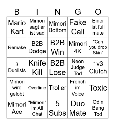 Weylowänt Bingo Card