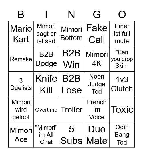 Weylowänt Bingo Card