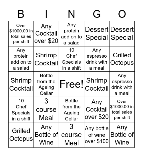 Server Bingo Card