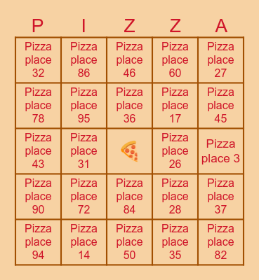 Pizza Bingo Card