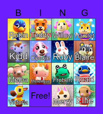 Animal Crossing Bingo Card