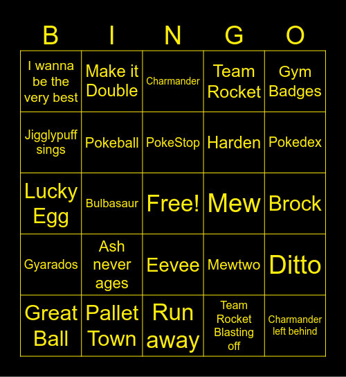 Pokémon Bingo Card
