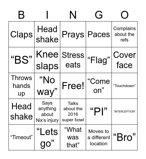 FOOTBALL CHASE Bingo Card