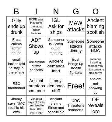 Genesis S3 Diplo Meeting Bingo Card