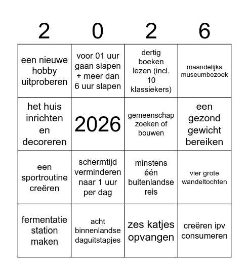 2026 Bingo Card