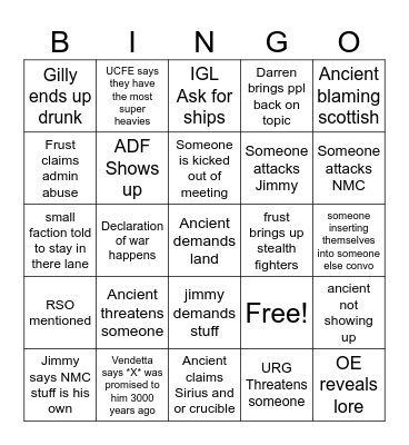 Genesis S3 Diplo Meeting Bingo Card