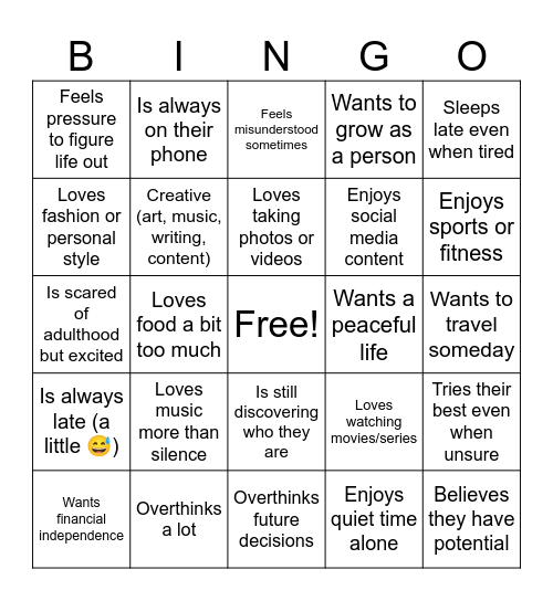 Rafikistry xCan? iCan! Human Bingo 2026 Bingo Card