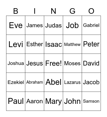Bible Bingo Card