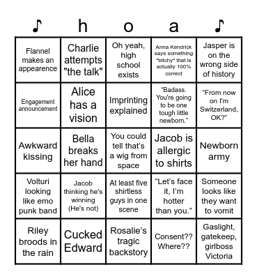 Twilight Saga: Eclipse Bingo Card