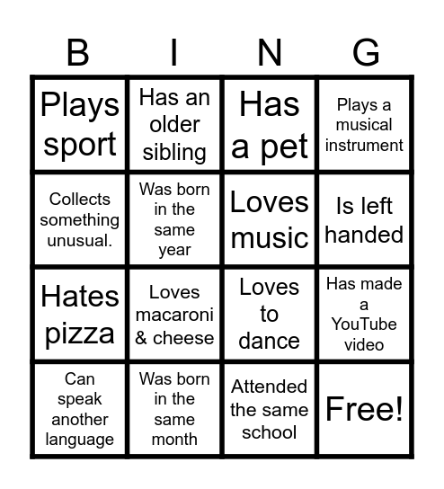 Human Bingo Card