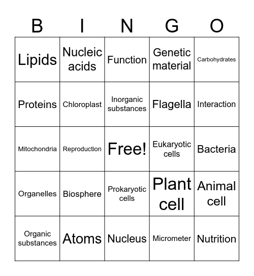 Unit 1 Review Bingo Card