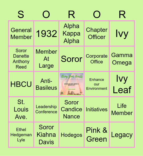 GAMMA OMEGA SISTERLY RELATIONS Bingo Card