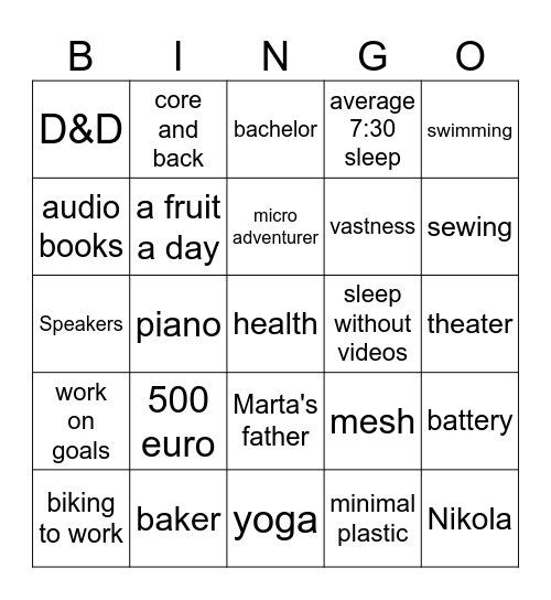 2026 Bingo Card