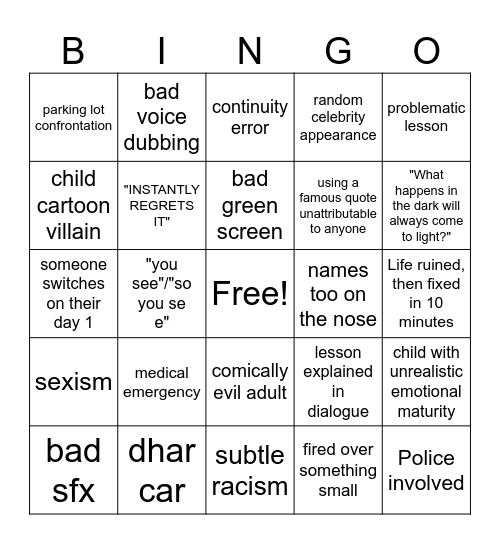 Dhar Mann Bingo Card