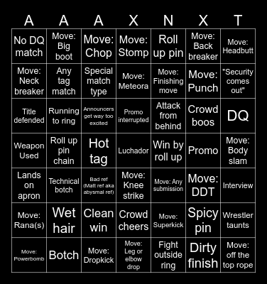 AAA / NXT? Wrestling Bingo Card