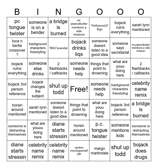 Biljack Horsby Bingo Card