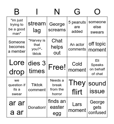 VTV FNAF BINGO Card