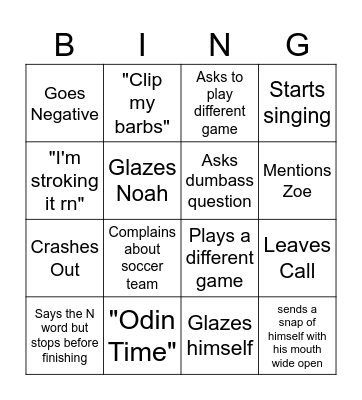 Dylan Bingo Card