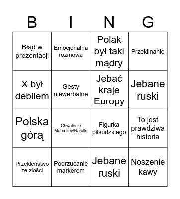 Historyczne bingo Card