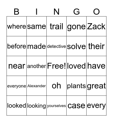 Fluency Foundations Unit G Bingo Card
