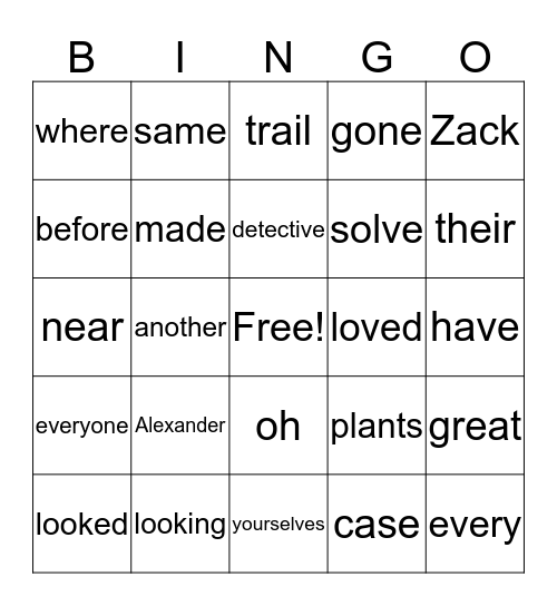 Fluency Foundations Unit G Bingo Card