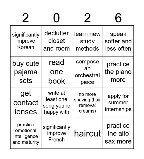 vision board bingo Card