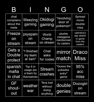 Pokemon VGC EUIC bingo Card