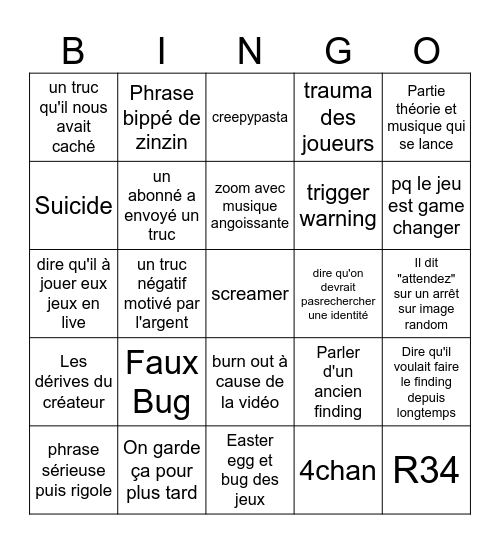 Feldup Bingogo Bingo Card