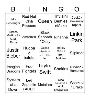 HK Hudba Bingo Card