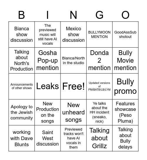 Ye Justin Laboy Download Intro Bingo Card